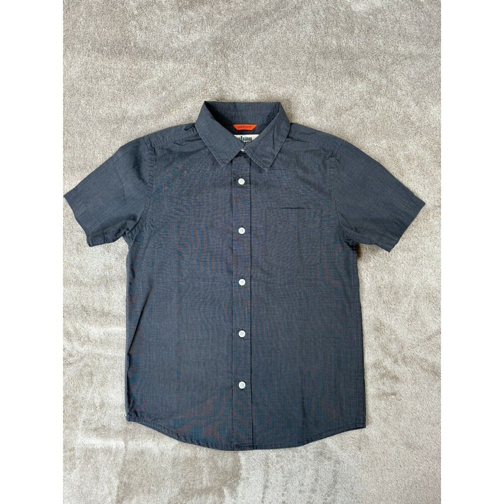 Boys Urban Pipeline Gray Button Up Shirt Short Sleeve Size M Casual